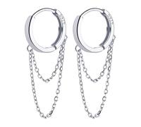 Sterling Silver Hoop Earrings Chain For Women Teen Dangle Earrings Tassel Huggie Drop Earrings The Circular Earrings Feature A Simple Yet Classic Circular Design That Never Goes Ou (GD1, One Size)