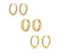 Sterling Silver Hoop Earrings for Women | Gold Hypoallergenic S925 Huggie Hoop Earrings Small Cartilage Sleepers Earrings Studs Set Jewellery Gifts for Girls Men