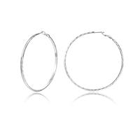 Sterling Silver Hoop Earrings Gold Large For Women 14K Real Plated Big Thin Hypoallergenic Circle Endless 20/30/40/50/60/70mm Girls, White Gold-style 2