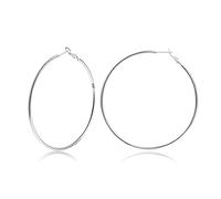 Sterling Silver Hoop Earrings Gold Silver Large Hoops Earring For Women 14K Real Gold Plated Big Thin Hoops Earring Hypoallergenic Circle Endless Hoop Earrings 20/30/40/50/60/70mm for women