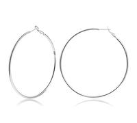 Sterling Silver Hoop Earrings Gold Silver Large Hoops Earring For Women 14K Real Gold Plated Big Thin Hypoallergenic Circle Endless Hoop Earrings 20/30/40/50/60/94mm for women