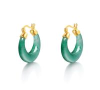 Sterling Silver Hoop Earrings Silver Green gemstone Half Hoop Earrings Dainty Jewelry for Women Daughters Wife Mom Mother J0916270