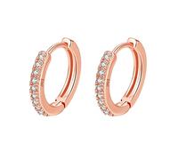 Sterling Silver Hoop Earrings with Cubic Zirconia - Yellow/White/Rose Gold Plated, Gun Black Sleeper Cartilage Hoop Earrings (8/10/12mm)