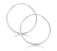 Sterling Silver Hoop Stud Earrings 24mm Large Round Circular 925 Hoops (24)