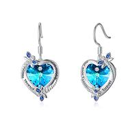 Sterling Silver"I Love You Forever" Heart Dragonfly Dangle Earrings, Anniversary Birthday Jewellery Gifts for Her Women Wife Girlfriend Mom
