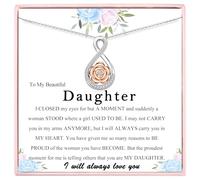 Sterling Silver Infinity Cubic Zirconia Rose Necklace - Mum & Dad's Gift for Daughter - Christmas or Birthday Present with Gift Box