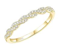 Sterling Silver Infinity Twisted Promise Ring with Cubic Zirconia for Women, Gold, Size J 1/2
