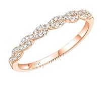 Sterling Silver Infinity Twisted Promise Ring with Cubic Zirconia for Women, Rose Gold, Size J 1/2