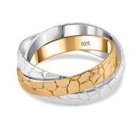 Sterling Silver Interlocking Band Ring for Men & Women - Dual-Tone Snake Scale Design - 925 Silver Criss-Cross Spinner Style Band - Size T