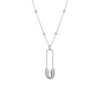 Sterling Silver Jewelled Safety Pin Necklace With Beaded Chain Spero London Silver One Size