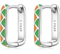 Sterling Silver Jewelry,925 Sterling Silver Simple Contrast-Color Ear buckles for Women Trendy Behemian Style Earrings Jewelry Ears Gift
