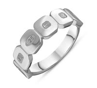 Sterling Silver King's Coronation Hallmark Round Cushion Ring D - R