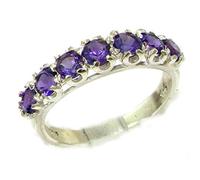 Sterling Silver Ladies 7 Stone Amethyst Eternity Ring - Size L