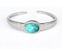 Sterling Silver Ladies Bracelet, Vintage Mosaic Turquoise Cuff Bangle