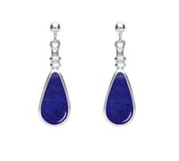 Sterling Silver Lapis Lazuli Bottle Top Pear Drop Earrings - Silver
