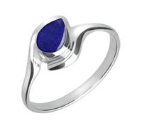 Sterling Silver Lapis Lazuli Offset Pear Ring - Option1 Value Silver HER-4260