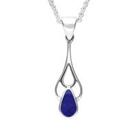 Sterling Silver Lapis Lazuli Pear Spoon Necklace - Silver