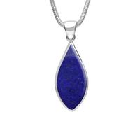 Sterling Silver Lapis Lazuli Pointed Pear Necklace - Silver HER-3401