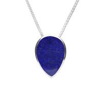 Sterling Silver Lapis Lazuli Upside Down Pear Necklace - Silver