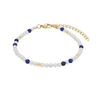 Sterling Silver Lapis & Pearl Beaded Bracelet