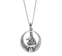 Sterling Silver Large Anubis Scarab Beetle Medallion Necklace for Men and Women - 925 Silver Winged Scarab Pendant 18" Curb Chain - Ancient Symbol Necklace - Egyptian God Jewellery