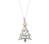Sterling Silver Large Christmas Tree with Baubles Necklace - Option1 Value Yellow Gold