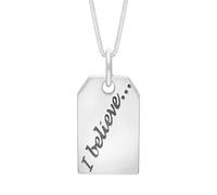 Sterling Silver Large Tag “I Believe” Necklace