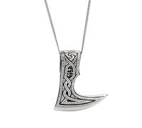 Sterling Silver Large Viking Axe Necklace for Men and Women - 925 Silver Norse Warrior Pendant on 18" Curb Chain - Gothic Jewellery With Intricate Knotwork - Nordic Talisman