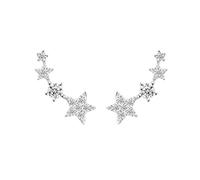 Sterling Silver Linked Star Climber Stud Earrings with Clear Pave CZ 16mm