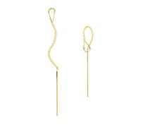 Sterling Silver Long Line Bar Pull Through Threader Drop Earrings TRACE Chain 3 Tones Rhodium Silver 18K Gold (18K Gold)