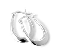 Sterling Silver Long Plain Loop Creole 13mm Hoop Earrings