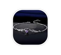 Sterling Silver Love Heart Bracelet with Shiny Crystal Diamonds, Sparkle Cubic Zirconia Bracelets, Adjustable Heart Bracelet for Women & Girls, Friendship Bracelets Jewellery Gift for Birthday