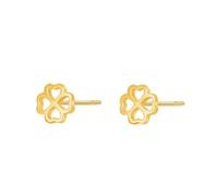 Sterling Silver Lucky Love Hearts 4 Leaf Clover Shamrock Stud Earrings 3 Tones Silver Gold Rose Gold (18K Gold)