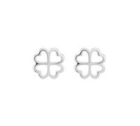 Sterling Silver Lucky Love Hearts 4 Leaf Clover Shamrock Stud Earrings Silver Rhodium Gold Rose Gold