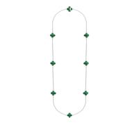 Sterling Silver Malachite Bloom Eight Stone Four Leaf Clover Chain Necklet D BLM-098