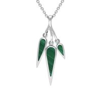 Sterling Silver Malachite Toscana Three Drop Graduated Necklace - Silver TSC-137