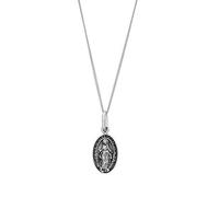 Sterling Silver Mary Oval Medallion Necklace for Women and Men - 925 Silver Miraculous Medal Pendant - Religious Gift for Graduation Confirmation - Faith Jewellery for Protection