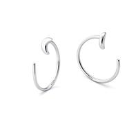Sterling Silver Moon Half Hoop Backless Sleeper Open Earrings