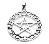Sterling Silver Moon Phases Pentacle Pendant by Peter Stone (TM)