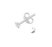 Sterling Silver Moon & Star Earrings set (1 SINGLE of each design - Total 2 earrings) SIZE: TEENY - 5mm & 4.7mm. Gift Boxed. - MUCH SMALLER THAN SHOWN!!-5140SET/Singles