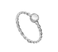 Sterling Silver & Moonstone June Birthstone Twisted Rope Ring Size M (Available I - U)