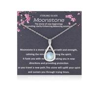 Sterling Silver Moonstone Necklace, Infinity Pendant with Chain, New Beginnings Gift with White Sage
