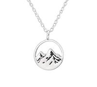 Sterling Silver Mountain Necklace with 18 inch Chain - Minimalist Nature Pendant Jewellery for Women & Girls, Adventure & Outdoors Insipred Necklace, Hiking, Camping, Travel Gift