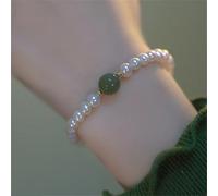 Sterling Silver Natural Hetian Jade As Right As Rain Women's Retro Freshwater Pearl Bracelet