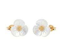 Sterling Silver Natural Mother of Pearl Shamrock Clover Flower Stud Earrings