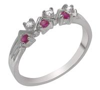 Sterling Silver Natural Ruby & Diamond Ladies Eternity Band Ring - Size N