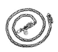 Sterling Silver Necklace 6MM Byzantine Chain Dragons Chain for Men 56CM