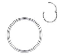 Sterling Silver Nose Ring for Septum, Helix, Rook, Conch, Daith - Small Plain Hoop (1x0.8mm) for Ear and Lip Piercing