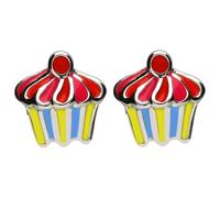 Sterling Silver NSPCC Enamel Multicolour Cupcake Stud Earrings D - Silver NSP-009