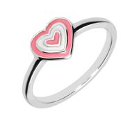 Sterling Silver NSPCC Enamel Pink and White Layered Heart Ring D - Silver NSP-004